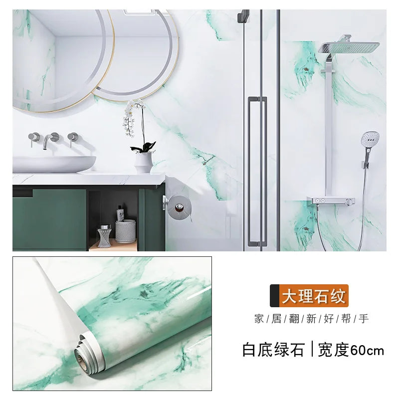 Giay Dan Tuong Marble PVC Dinh 60cm Phong Tam Bep Mat Ban
