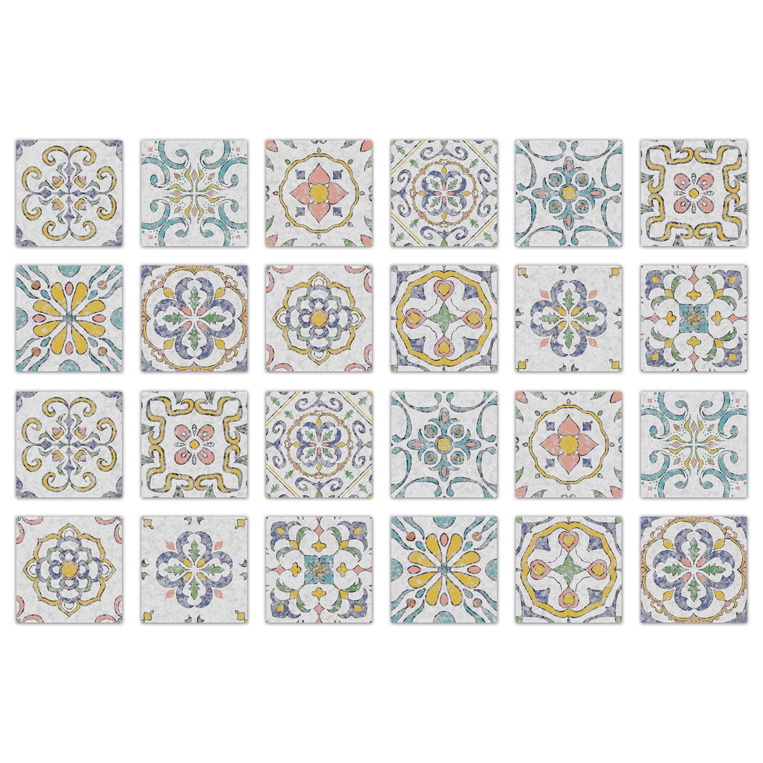 24pcs Art Tile Self-adhesive 3D Wall Sticker Kitchen Wallpaper  For Living Room Bathroom Decoration Murals Waterproof Decals