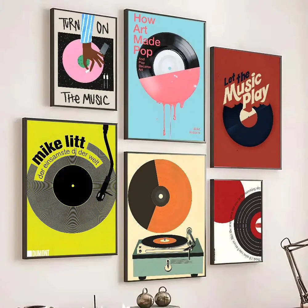 Poster Vinyl Retro Mid Century Dán Tường Tự Dính Chống Nước