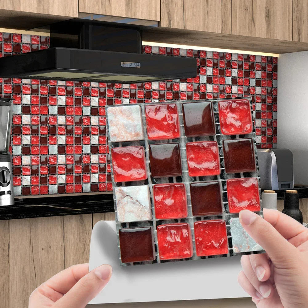 Bộ 10 Miếng Gạch Mosaic 3D Dán Tường Chống Thấm Phòng Tắm