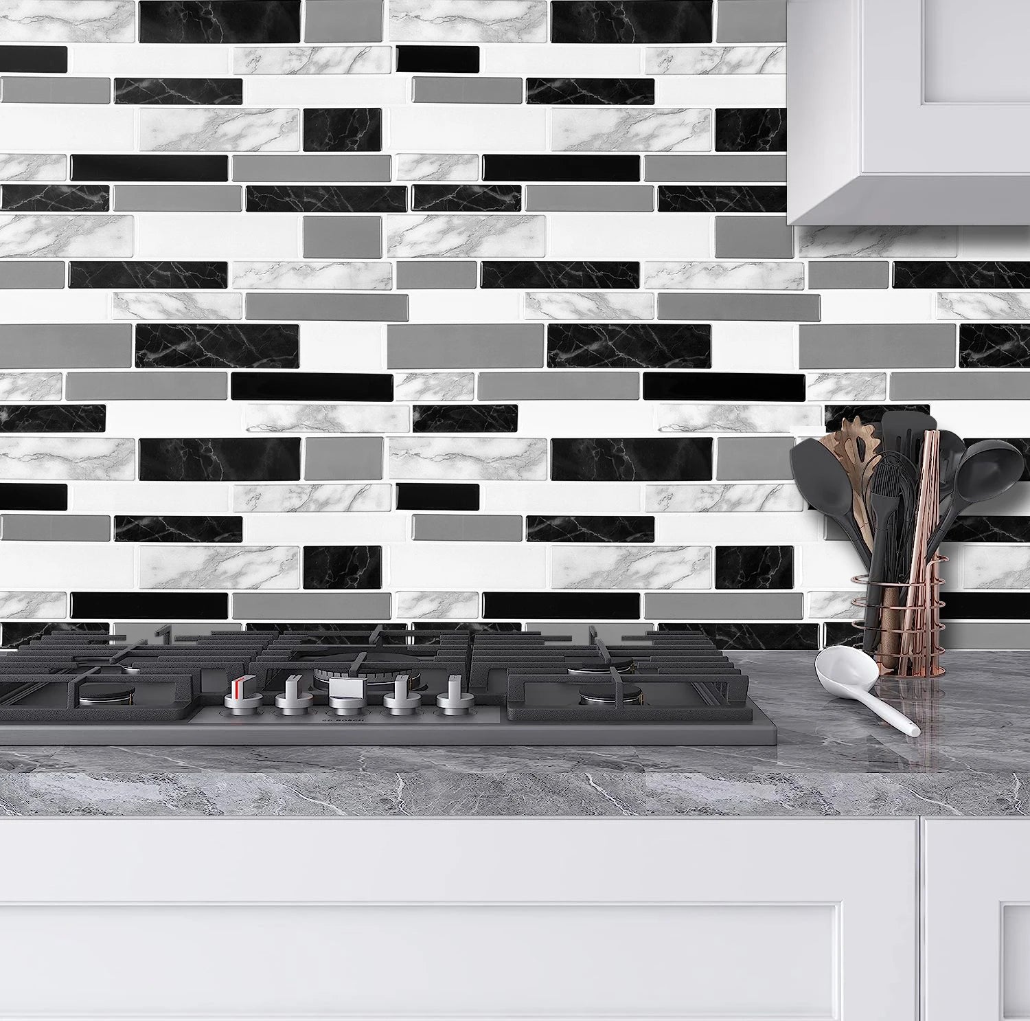 10 Sheets Kitchen & Bathroom Wall Stickers 3D Wall Tiles Peel and Stick Vinyl Wallpaper Modern Home Decor