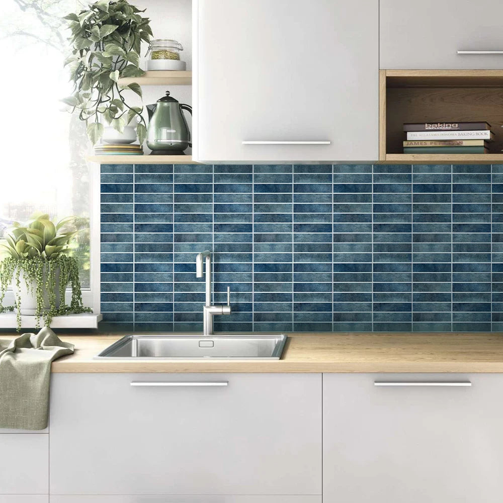 1/10pcs 3D Tile Sticker Self-adhesive Green Tile Backsplash Bathroom Wall Tile Sticker, Water and Mold Resistant, 30x30cm