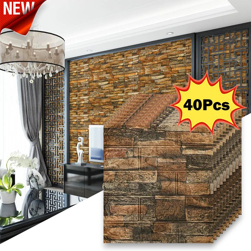 40 pieces of imitation brick wallpaper 38.5X35cm self-adhesive waterproof and moisture-proof living room bedroom wall decoration