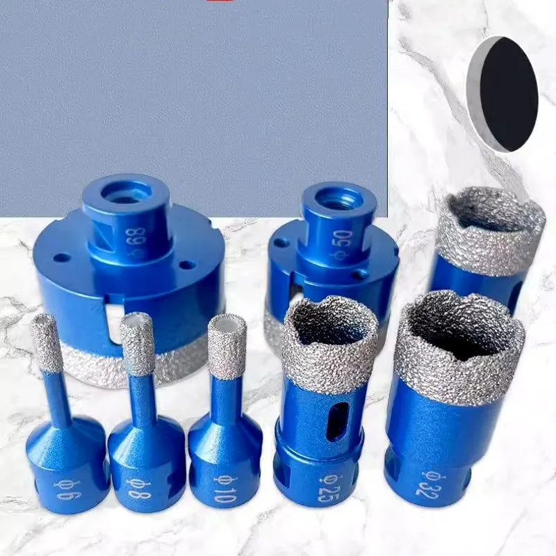 M14 Thread Dry Vacuum Brazed Diamond Core Drill Bit set Ceramic Granite Marble Stone Tile Hole Saw tool for Angle Grinder