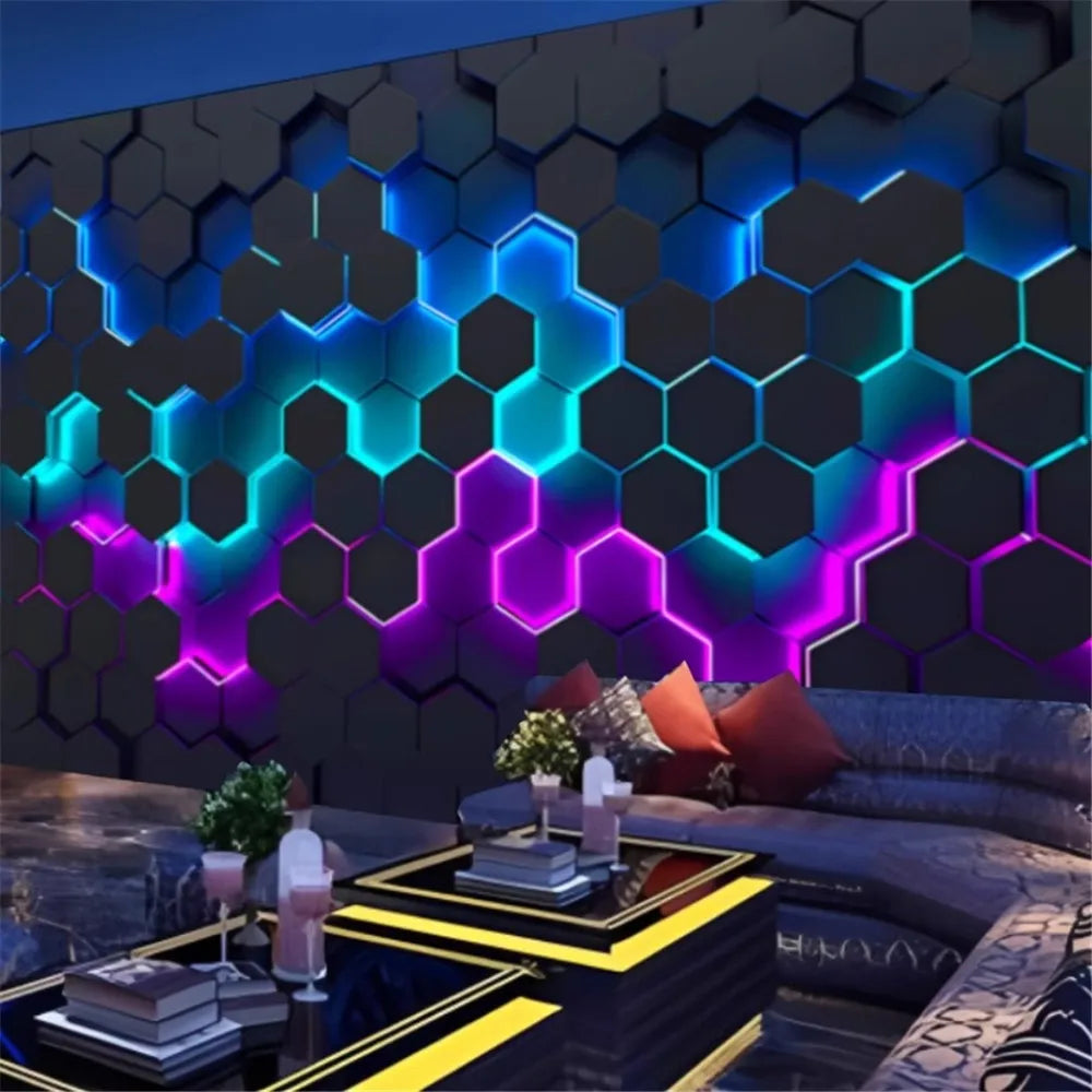 Giay Dan Tuong 3D Geometric Danh Cho Barber Shop Van Phong