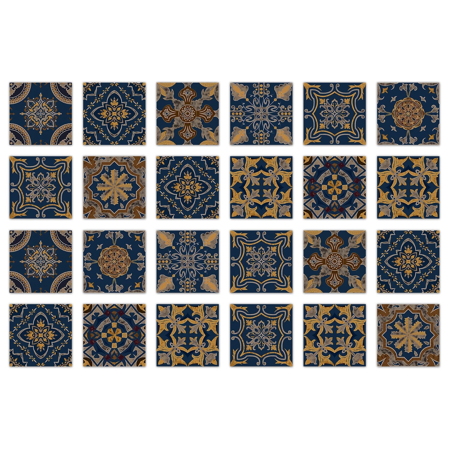 24pcs Art Tile Self-adhesive 3D Wall Sticker Kitchen Wallpaper  For Living Room Bathroom Decoration Murals Waterproof Decals