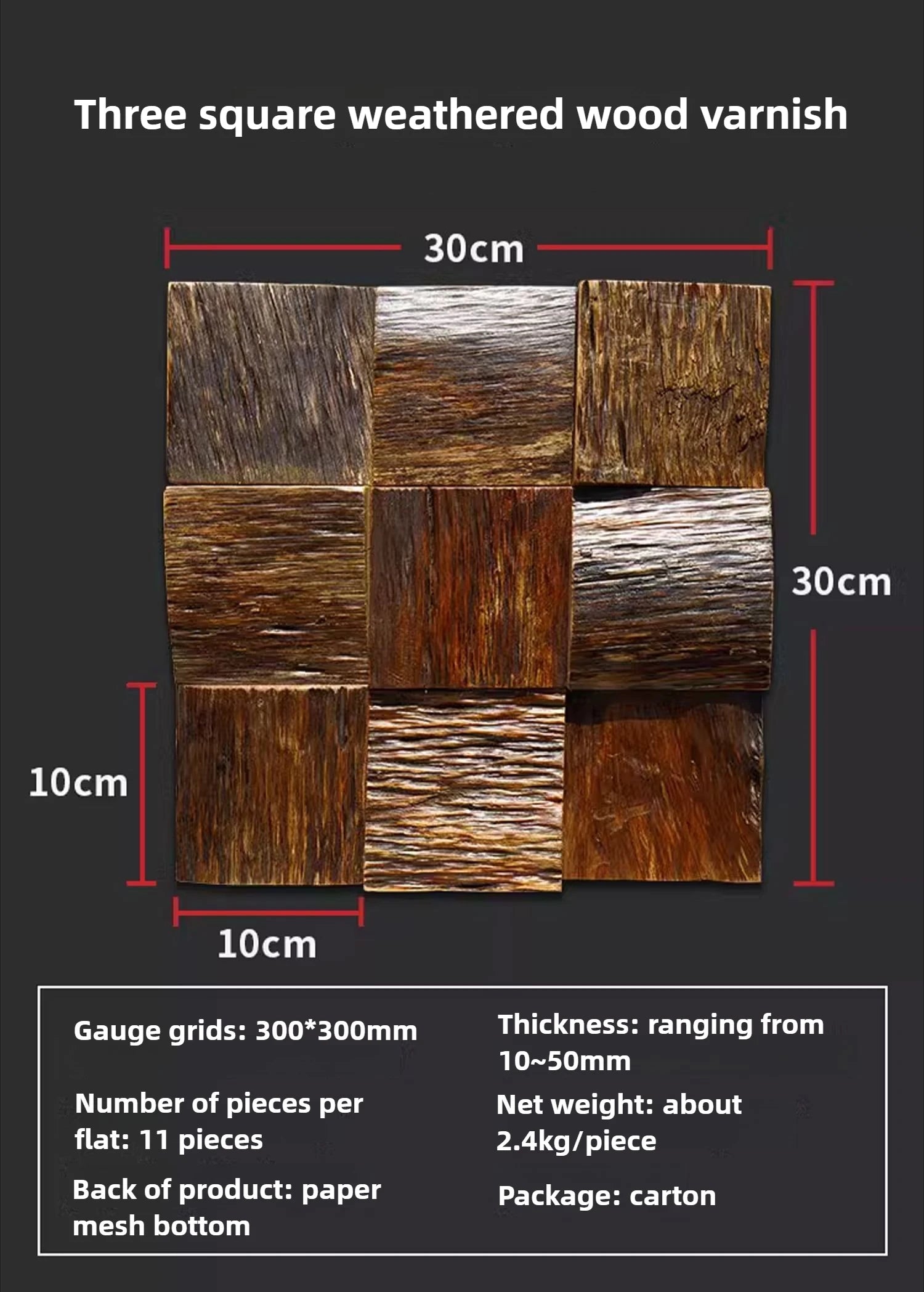 Dán Tường Gỗ Óc Chó Mosaic Nền Tivi Phong Rustic Thân Thiện