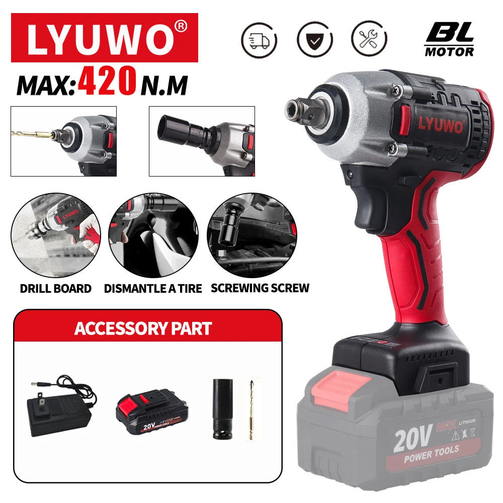 LYUWO Cờ Lê Điện Không Chổi 20V Hiệu Suất Cao Đầu Momen