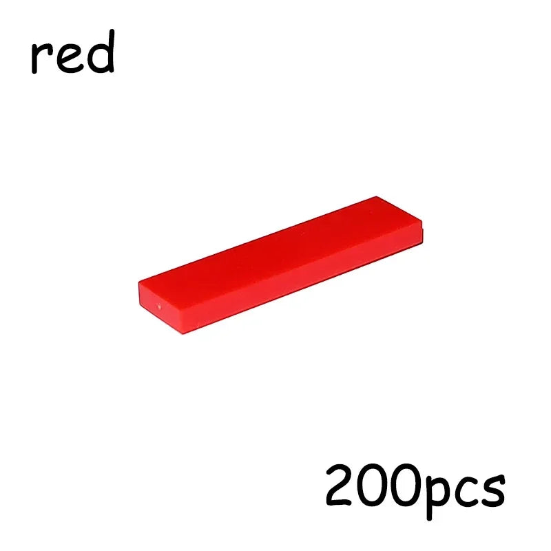 200PCS Size 1x4 Bricks Flat Tile MOC Assemble Particles 2431 Smooth 1*4 Building Blocks DIY Educational Creative Toy for Kids