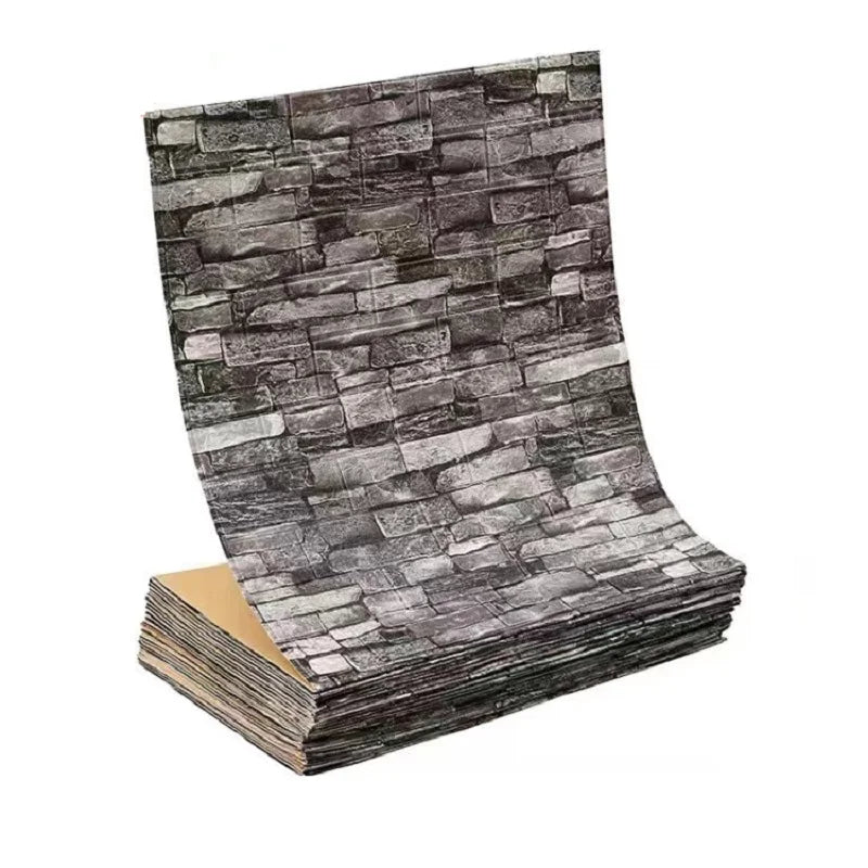 70cm*1m 3D Self-Adhesive decor Wallpaper Continuous Waterproof Brick Wall Stickers Living Room Bedroom old wall Home Decoration