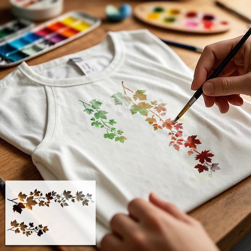 YOMDID 1pc Leaf Pattern PET Painting Hollow Out Stencil Reusable DIY Leaf Graffiti Airbrush Art Craft Decoration Template