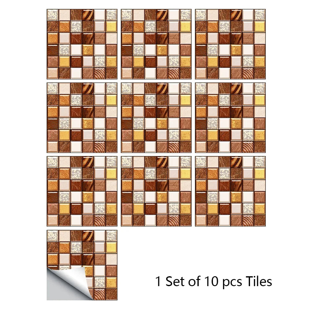 10 Miếng Dán Gạch Mosaic Tím Dán Dính 2D Cho Bếp Phòng Tắm