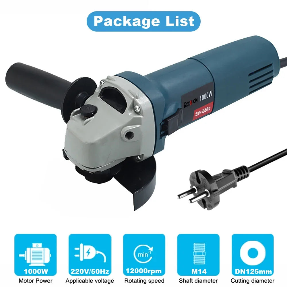 Máy Mài Góc Điện 220V 1000W Đĩa 100mm 125mm 6 Tốc Độ