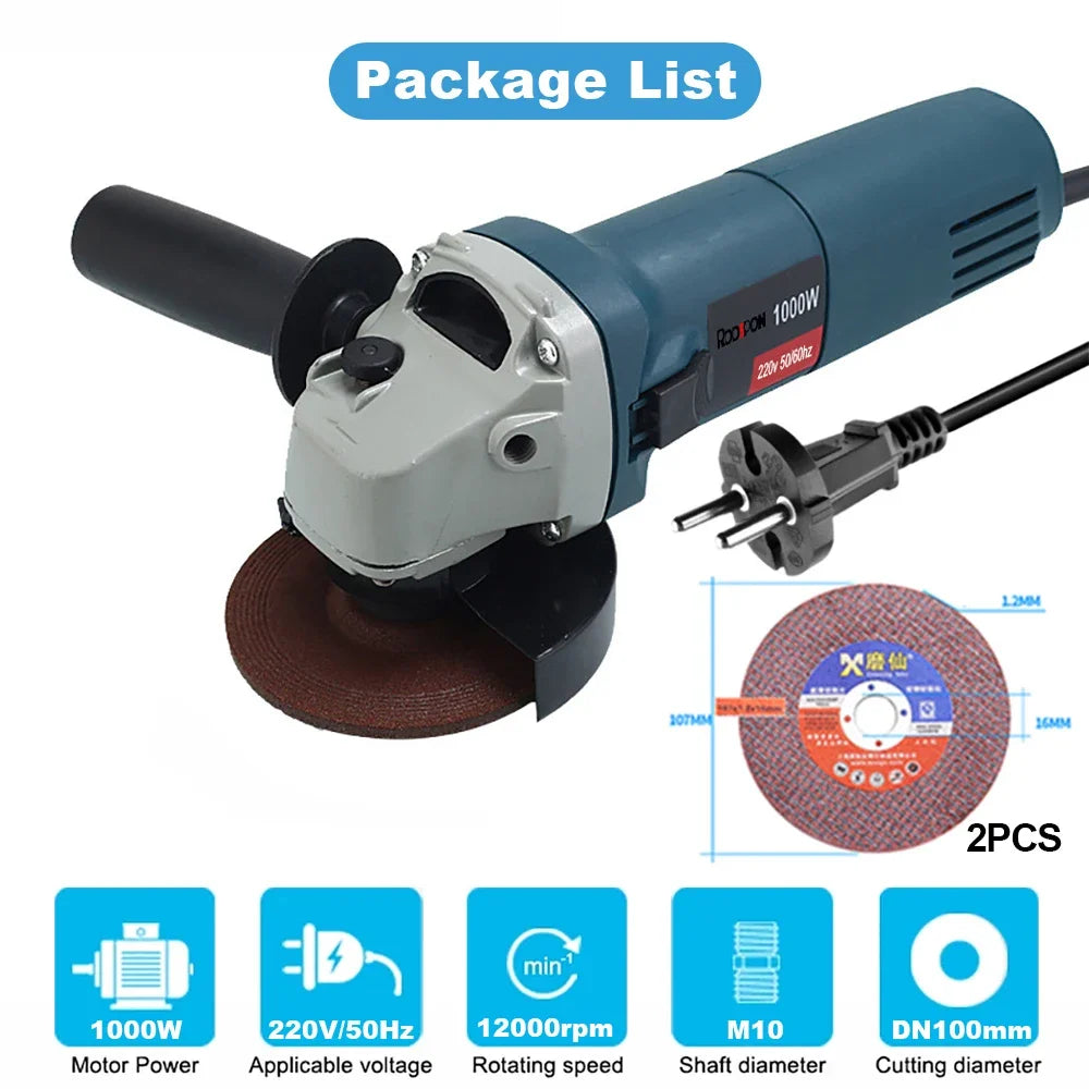 Máy Mài Góc Điện 220V 1000W Đĩa 100mm 125mm 6 Tốc Độ