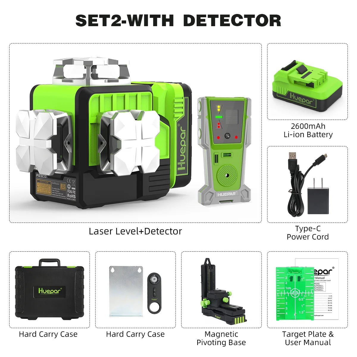 Huepar Máy Laser Xanh 3D 12 Dòng Điều Khiển Bluetooth P03