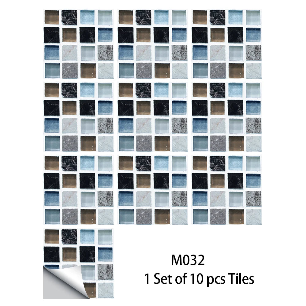 Bộ 10 Miếng Dán Gạch Mosaic Phẳng Dán Tường Bếp Phòng Tắm