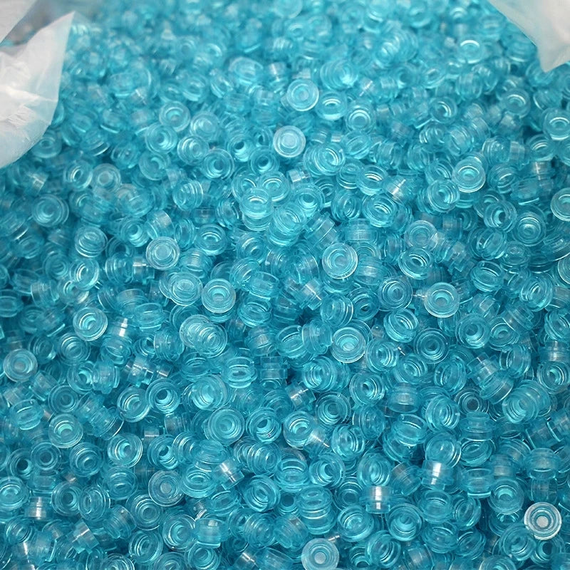 Universal Small Bricks 6141 Plate 1x1 Round Transparent Blue Brick Building Blocks Ocean Seascape Seawater Parts House DIY Toys