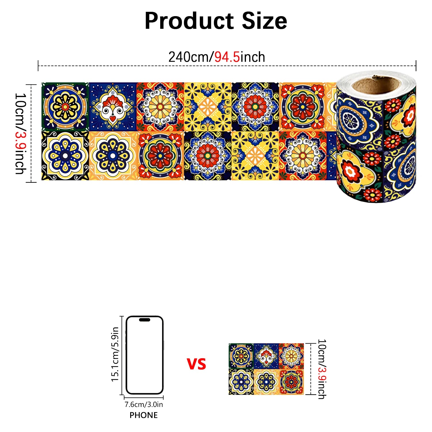 Dán Tường Gạch Men Mandala Màu Chống Thấm Bếp Phòng Tắm