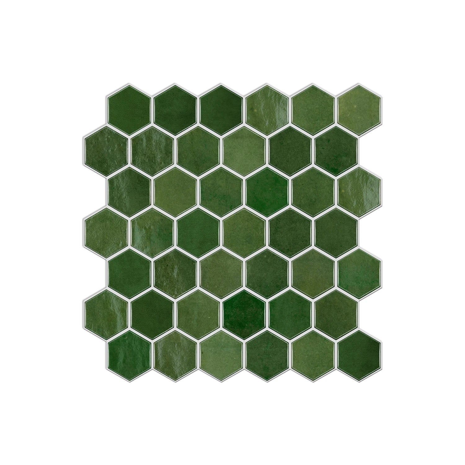 12PCS/Set Green Ceramic Tile Marble Waterproof Self-Adhesive PVC Wall Stickers, Kitchen Backsplash Oil Resistant Home Decoration