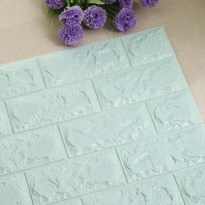 Foam 3D Self adhesive Wall Stickers Imitation Brick Waterproof Wallpaper for Living Room Kitchen TV Backdrop Bedroom Decoration