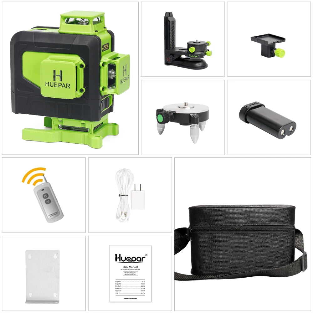 Huepar Laser 4D 16 Tia Cross Line Xanh Dieu Kien Tu Xa