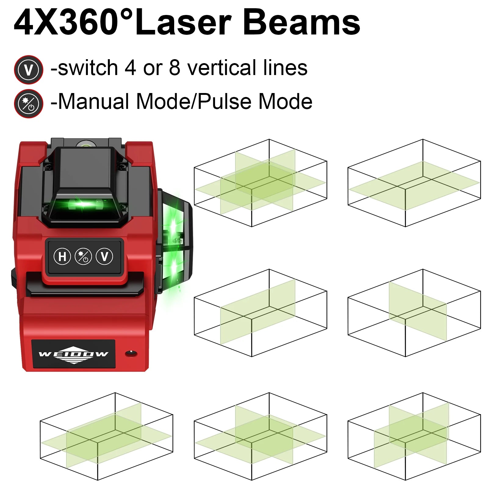 Weiddw Laser Level 4D 16 Dòng 360 Độ Xanh Cho Xây Dựng