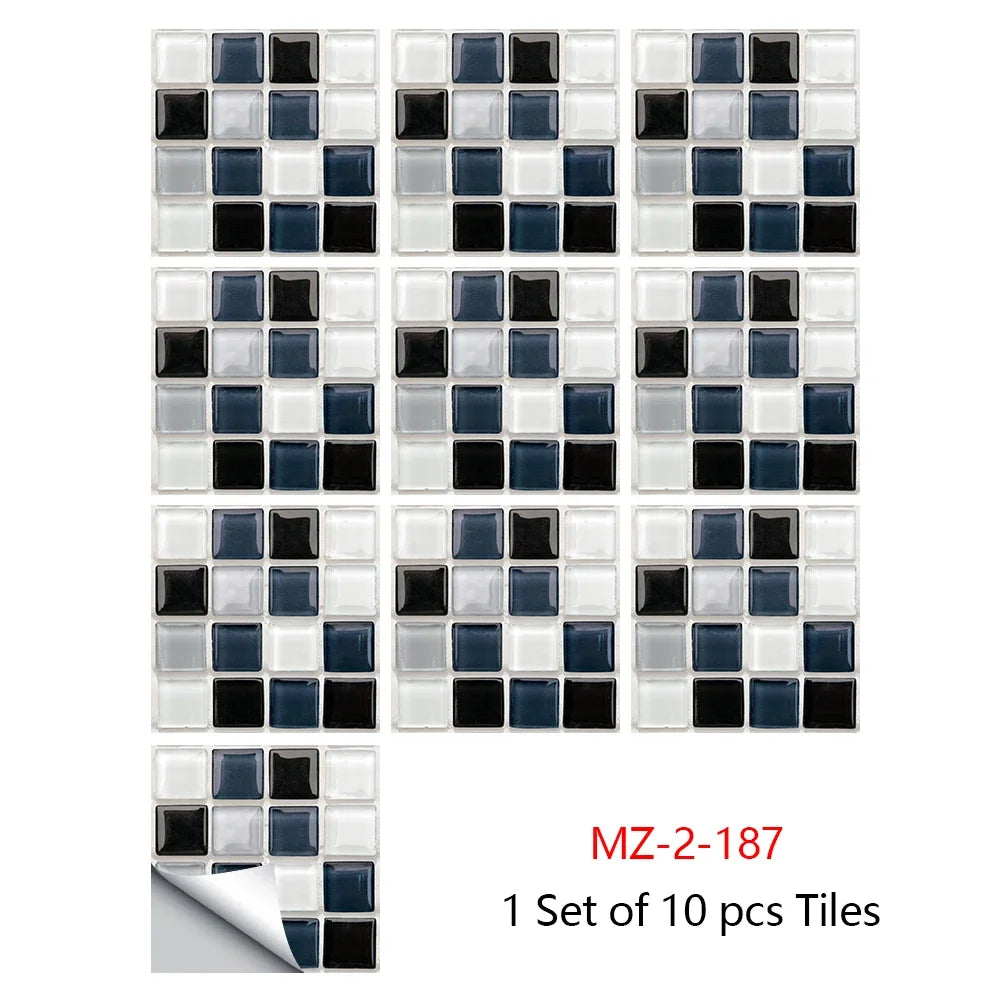 10 Miếng Dán Gạch Mosaic Tím Dán Dính 2D Cho Bếp Phòng Tắm