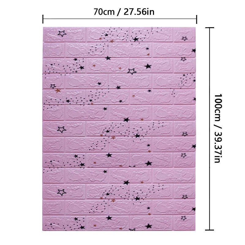 70cm*1m  3D Brick Pattern Wall Panels Wallpaper DIY Waterproof for Living Room Bedroom Kitchen Background Wall Decoration