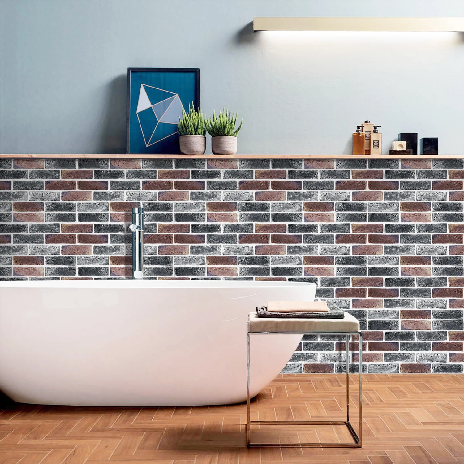 Dán Tường Gạch Retro Nổi Ghép Liền Chống Thấm Hiện Đại