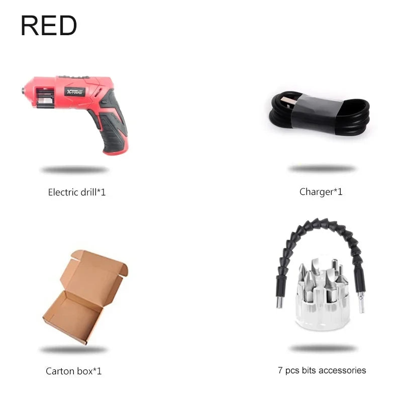 Súng Vít Mini Không Dây Pistol Có Đèn Led Pin Lithium 7 Bộ