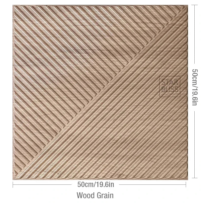 12 piece 50cm / 3m² Shiny gold 3D wall decor Wood grain slatted wall panel 3D groove texture panel tile wall sticker waterproof