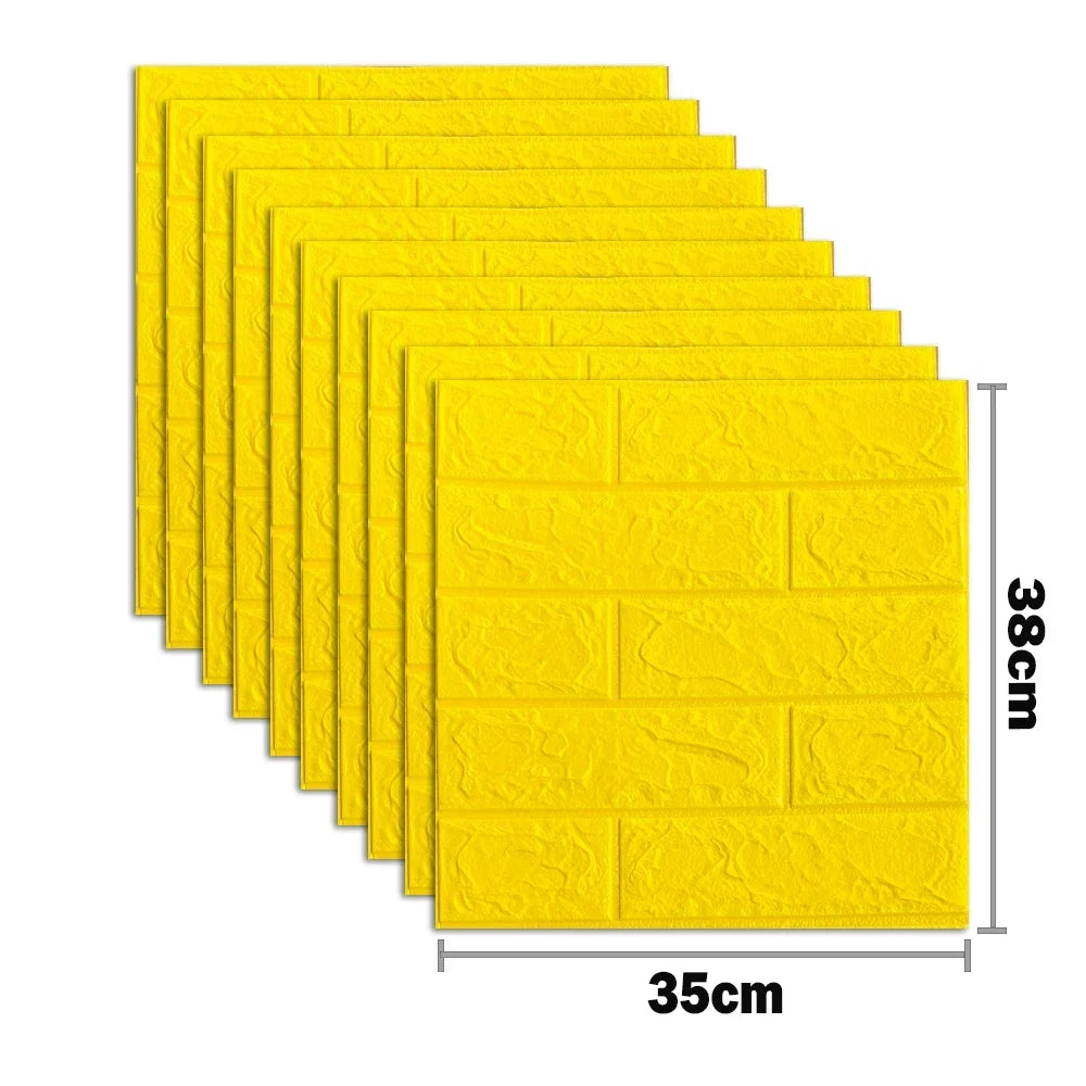 10pcs Self Adhesive Decor 3D Foam Wall Stickers Pane Room Waterproof peel and stick Brick Wallpaper for Interior Decoration