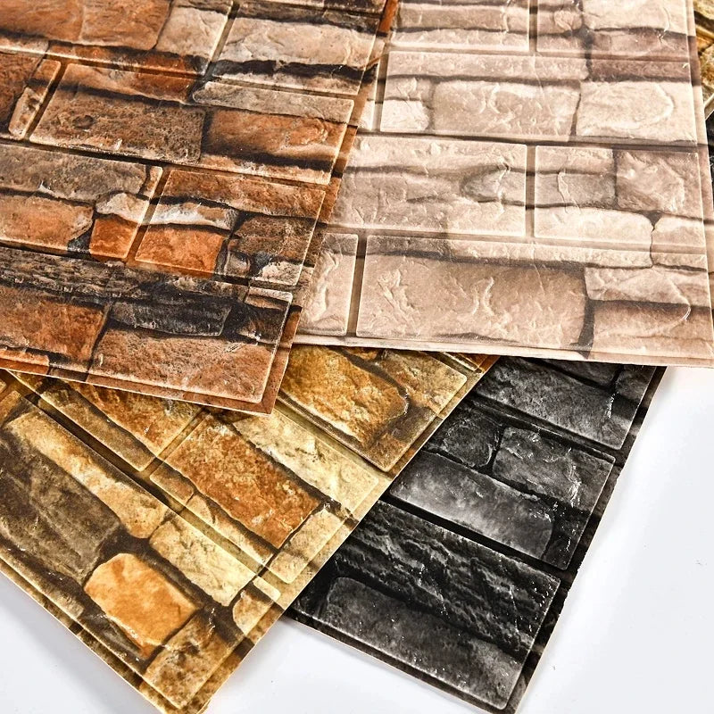 10 Miếng Dán Tường Panel 3D Gạch Nhựa Foam Chống Thấm