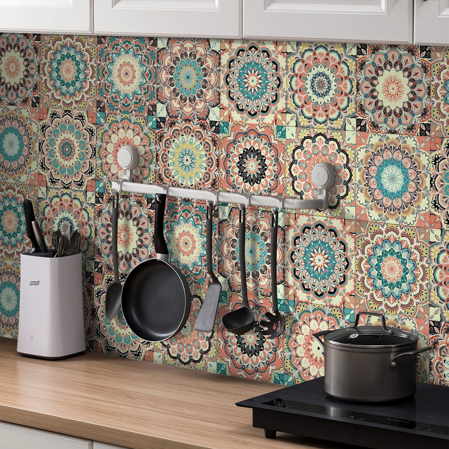 24pcs Art Tile Self-adhesive 3D Wall Sticker Kitchen Wallpaper  For Living Room Bathroom Decoration Murals Waterproof Decals