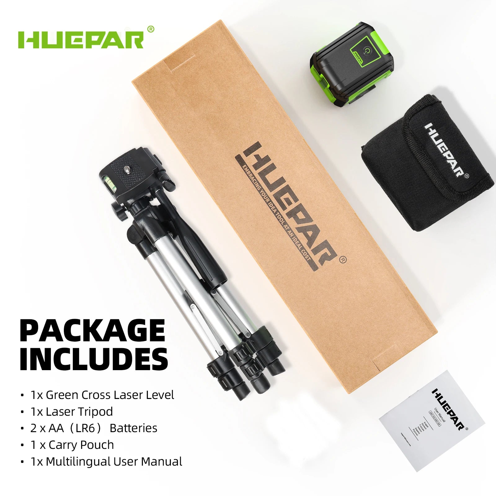 Huepar Laser 2 Đường Cross Line 0.65m Tripod Osram Tự Cân