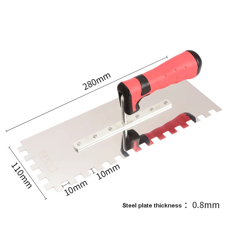 Stainless Steel Toothed Trowel, Trowel, Scraper, Bricklayer Scraper, Serrated Tile Tool