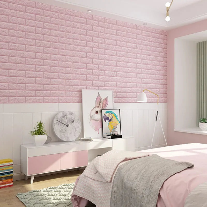 70cm*1m  3D Brick Pattern Wall Panels Wallpaper DIY Waterproof for Living Room Bedroom Kitchen Background Wall Decoration