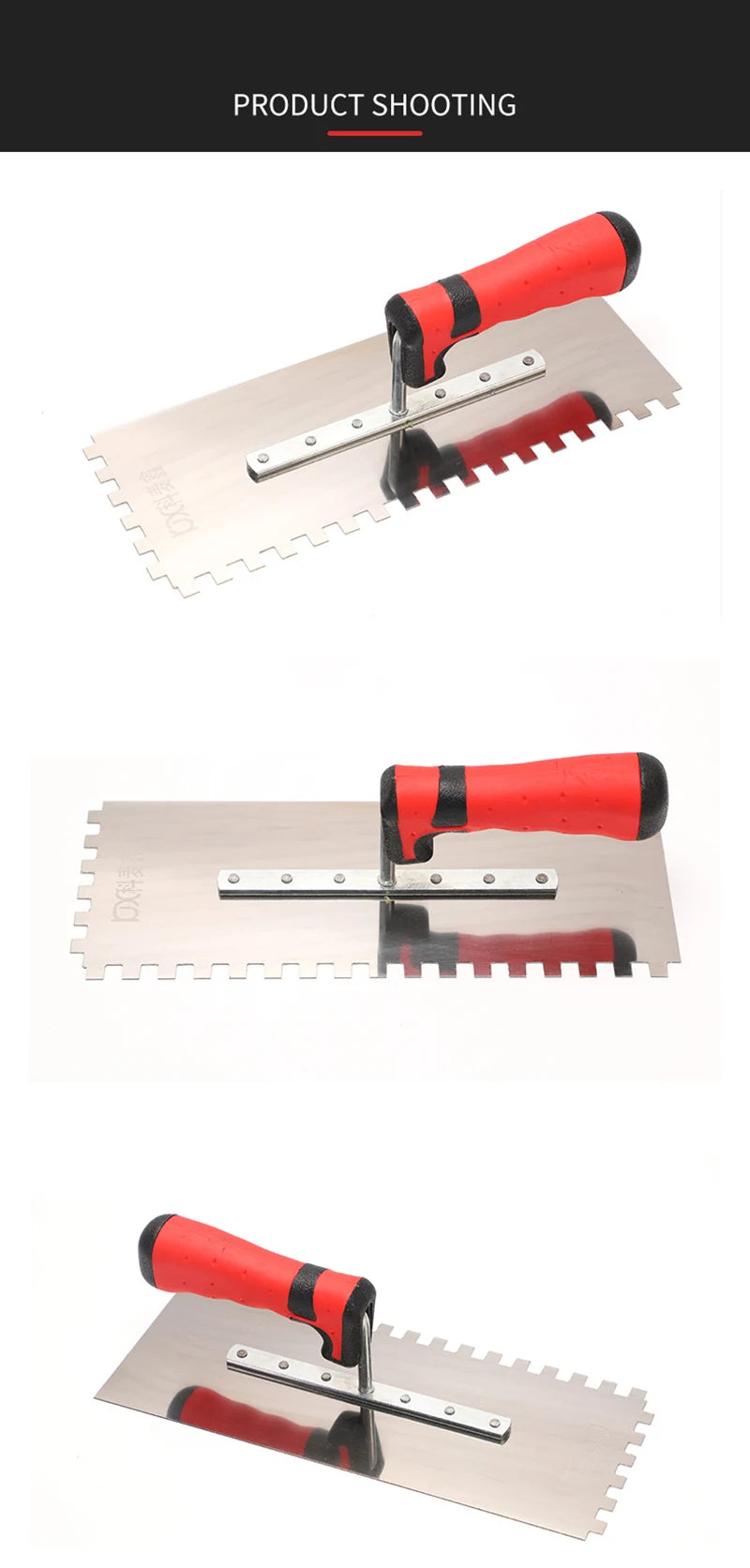 Stainless Steel Toothed Trowel, Trowel, Scraper, Bricklayer Scraper, Serrated Tile Tool