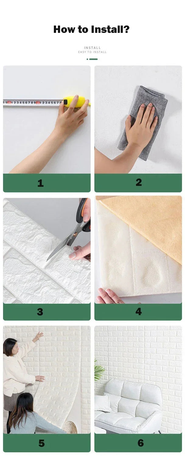 Foam 3D Self adhesive Wall Stickers Imitation Brick Waterproof Wallpaper for Living Room Kitchen TV Backdrop Bedroom Decoration