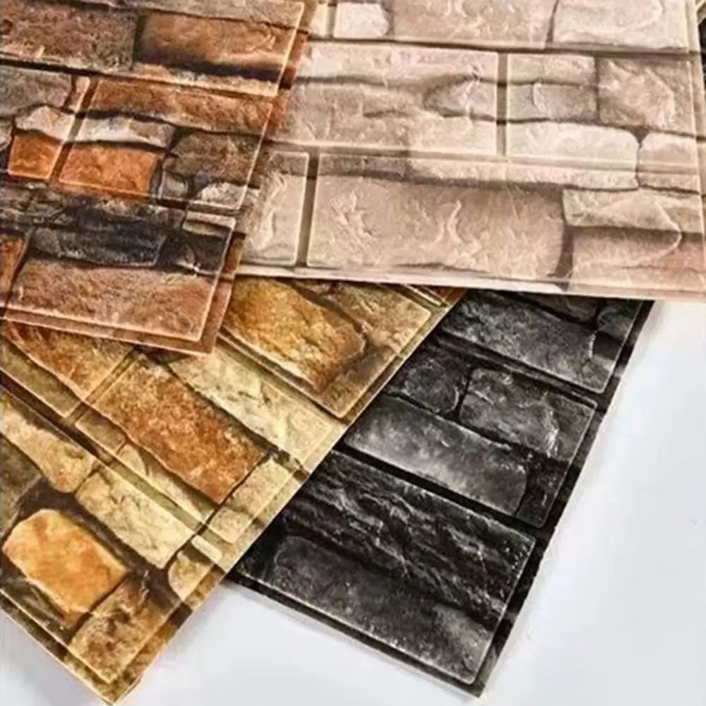 Waterproof 3D Imitation Brick Wall Stickers DIY Peel and Stick Self-adhesive Wallpaper Panel 35*38.5CM Oil Proof