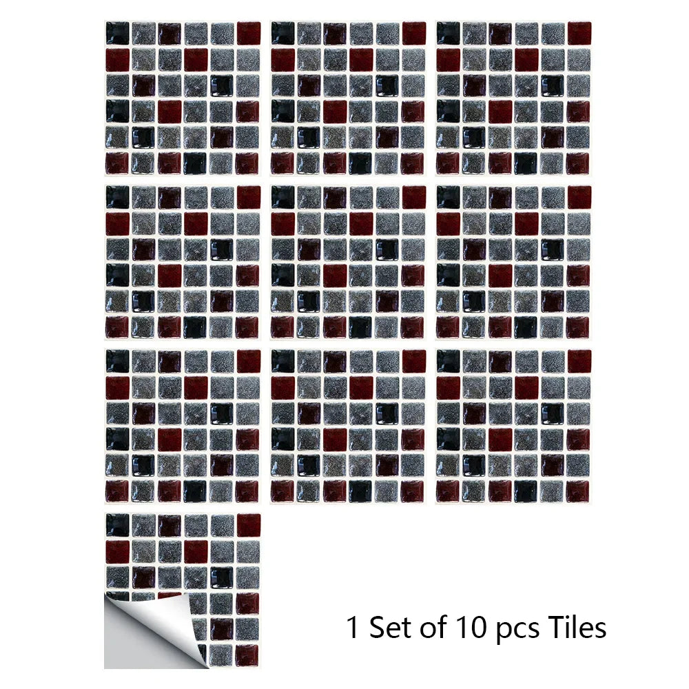 10 Miếng Dán Gạch Mosaic Tím Dán Dính 2D Cho Bếp Phòng Tắm