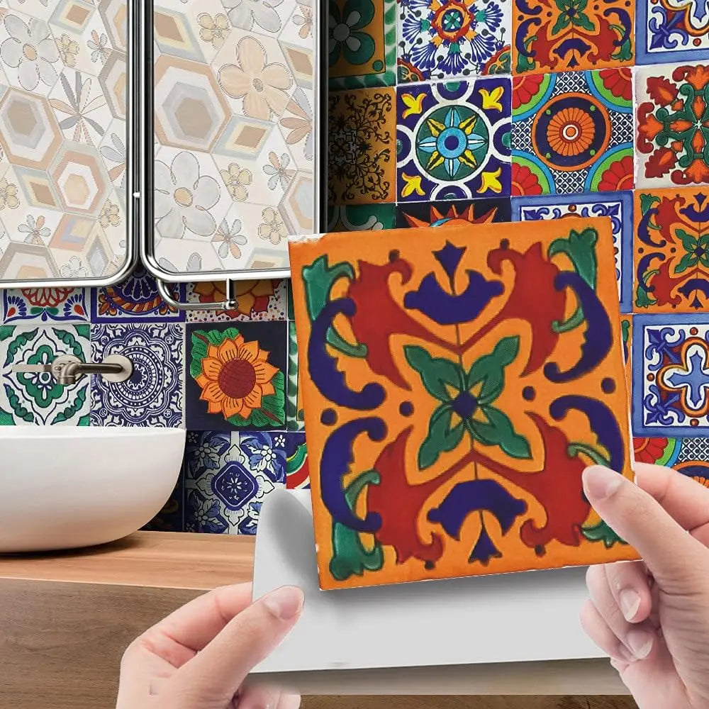 Dán Gạch Dính Tường Phòng Tắm Chống Thấm PVC Mosaic Retro
