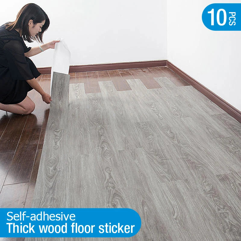 10 Miếng Dán Sàn PVC 3D Gỗ Dày Chống Thấm Bền Dễ Dán