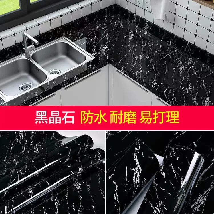 Kitchen Oil-Proof Film Stove Waterproof Moisture-Proof Self-Adhesive Wallpaper Countertop Cabinet Renovation Tile Marble Sticker