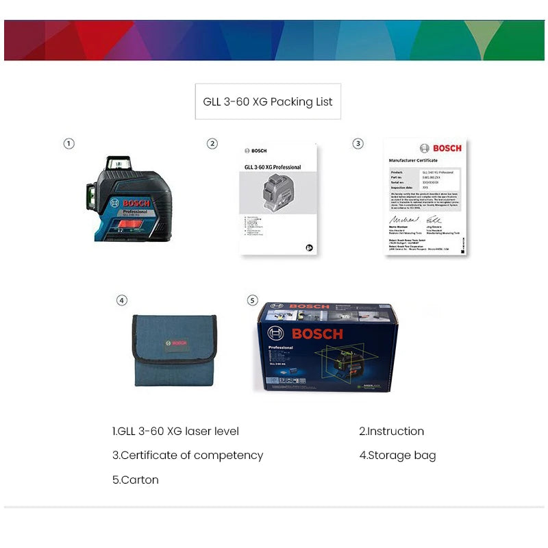 Bosch GLL 3-60 XG Máy Laser Xanh 12 Dòng 360 Độ Tự Cân