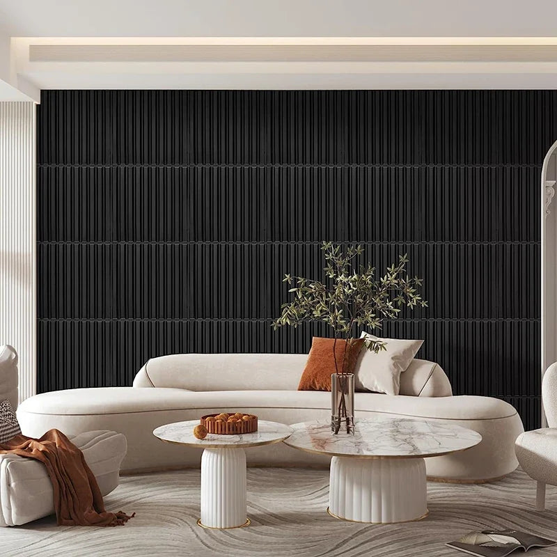 12 piece 50cm / 3m² Shiny gold 3D wall decor Wood grain slatted wall panel 3D groove texture panel tile wall sticker waterproof