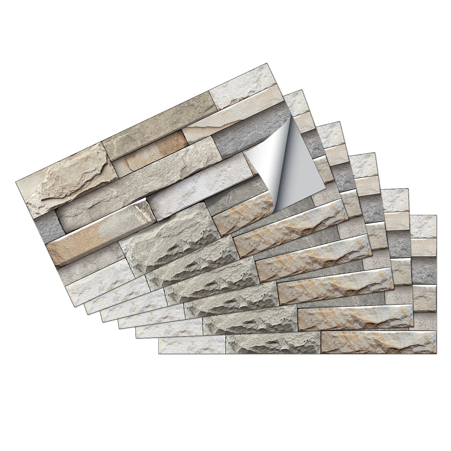 6 Bộ Dán Tường 3D Giả Gạch Đá 30x15cm Chống Thấm Dầu