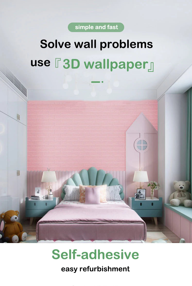 40 pieces of 38.5X35cm decorative self-adhesive waterproof and moisture-proof imitation brick wallpaper for bedroom walls