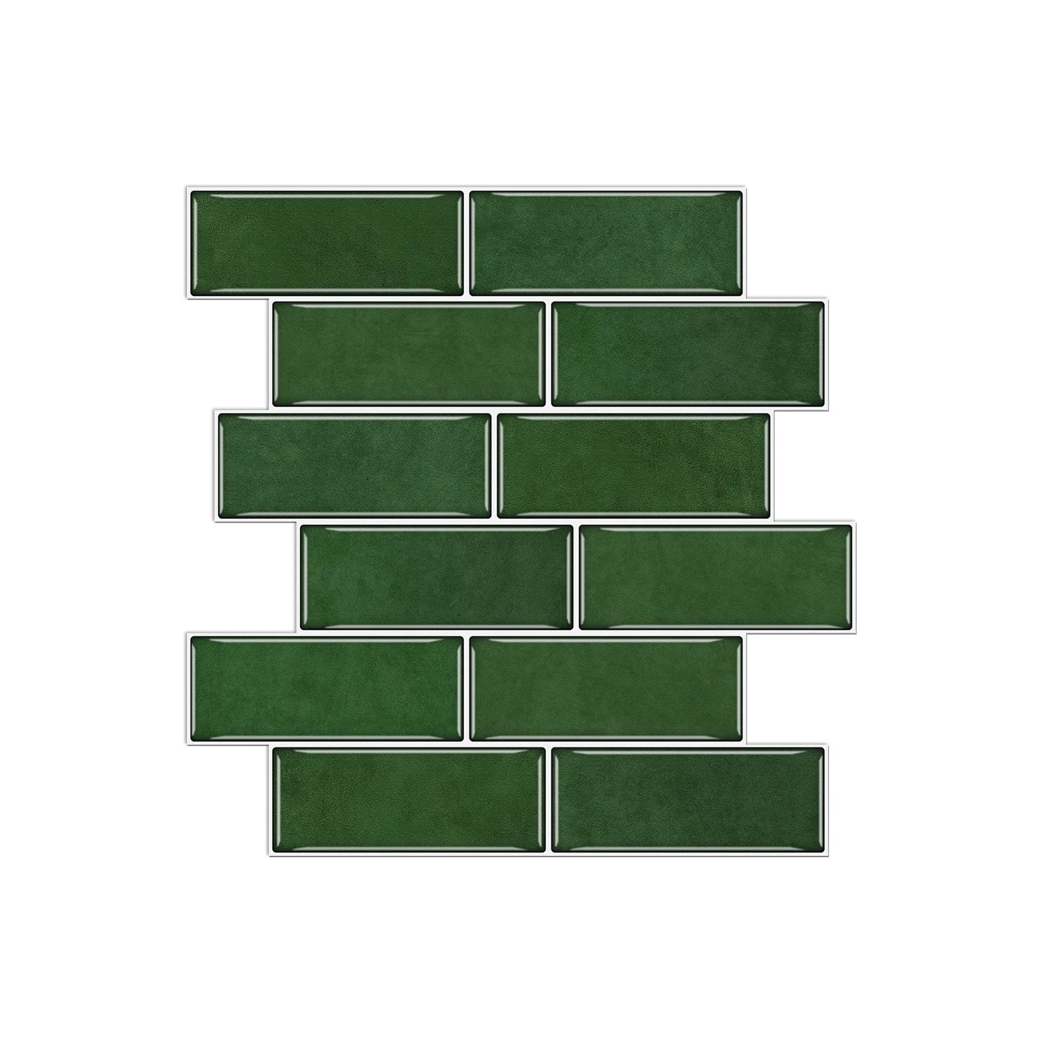 12PCS/Set Green Ceramic Tile Marble Waterproof Self-Adhesive PVC Wall Stickers, Kitchen Backsplash Oil Resistant Home Decoration
