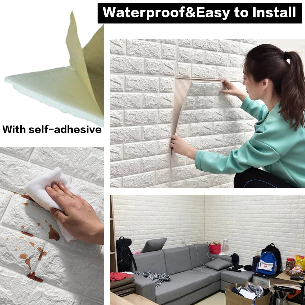 10-40pcs 38.5cmx35cm 3D Wall Stickers Self-adhesive Wallpaper Oil and Moisture Resistant Stain Resistant  Decorative Stickers ﻿
